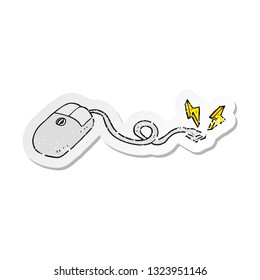 pegatina retro angustiada de un ratón de computadora de dibujos animados