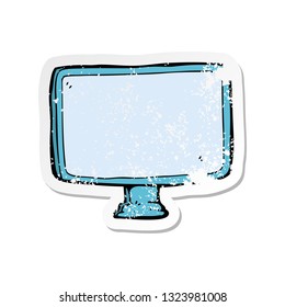 retro distressed sticker of a cartoon computer screen