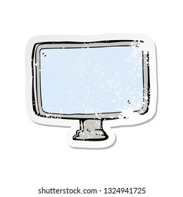 retro distressed sticker of a cartoon computer screen