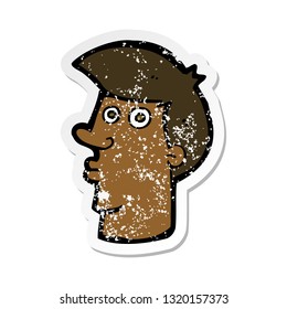 retro distressed sticker of a cartoon confused man