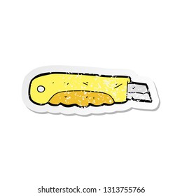 retro distressed sticker of a cartoon construction knife