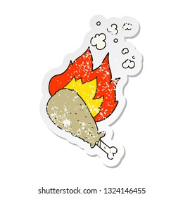 retro distressed sticker of a cartoon cooked chicken leg
