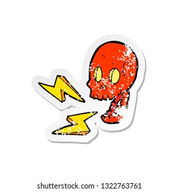retro distressed sticker of a cartoon crazy skull