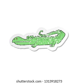 retro distressed sticker of a cartoon crocodile