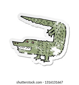 retro distressed sticker of a cartoon crocodile