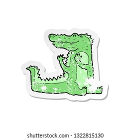 retro distressed sticker of a cartoon crocodile