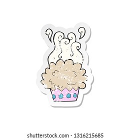 retro distressed sticker of a cartoon cup cake