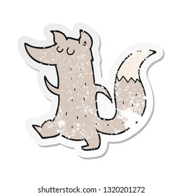retro distressed sticker of a cartoon cute wolf