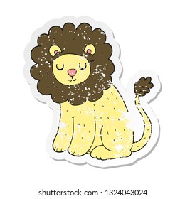 retro distressed sticker of a cartoon cute lion