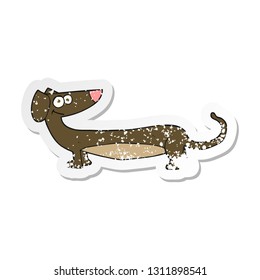 retro distressed sticker of a cartoon dachshund