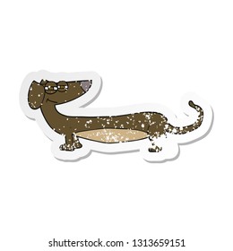 retro distressed sticker of a cartoon dachshund