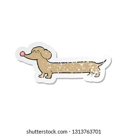retro distressed sticker of a cartoon dachshund