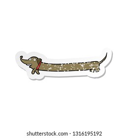 retro distressed sticker of a cartoon dachshund