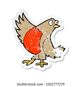 retro distressed sticker of a cartoon dancing robin