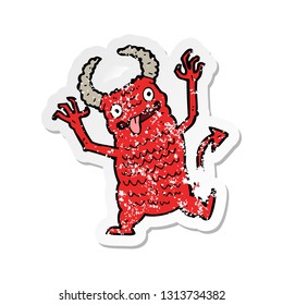 retro distressed sticker of a cartoon demon