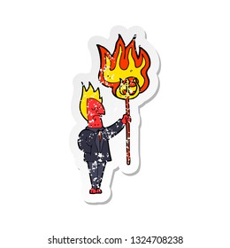 pegatina retro angustiada de un diablo de las caricaturas