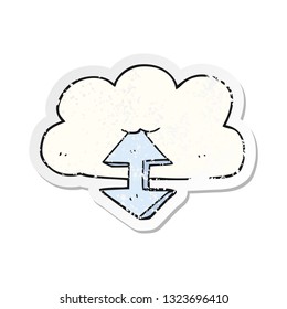 retro distressed sticker of a cartoon digital cloud