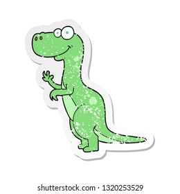retro distressed sticker of a cartoon dinosaur