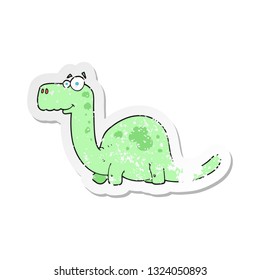 retro distressed sticker of a cartoon dinosaur