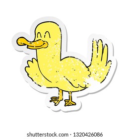 retro distressed sticker of a cartoon duck