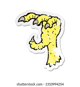 retro distressed sticker of a cartoon eagle claw