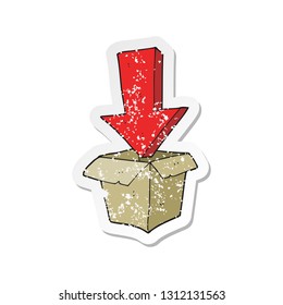 retro distressed sticker of a cartoon empty box with arrow