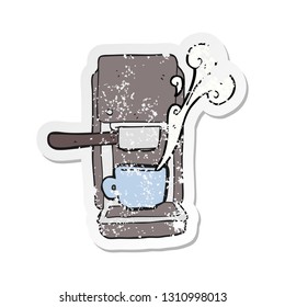 retro distressed sticker of a cartoon espresso maker