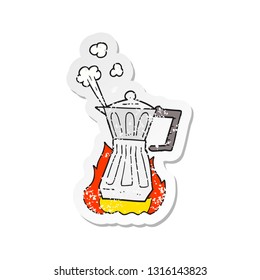 retro distressed sticker of a cartoon espresso stovetop maker