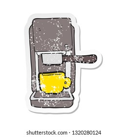 retro distressed sticker of a cartoon espresso maker