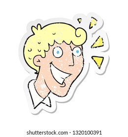 retro distressed sticker of a cartoon excited man