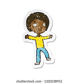 retro distressed sticker of a cartoon excited boy