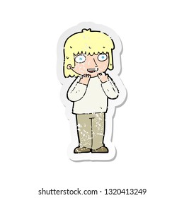 retro distressed sticker of a cartoon excited person