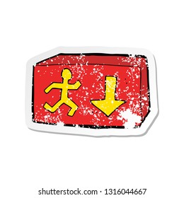retro distressed sticker of a cartoon exit sign