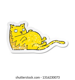 retro distressed sticker of a cartoon fat cat