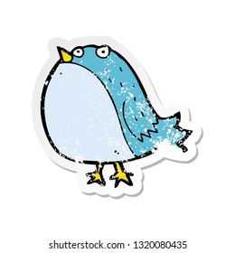 retro distressed sticker of a cartoon fat bird