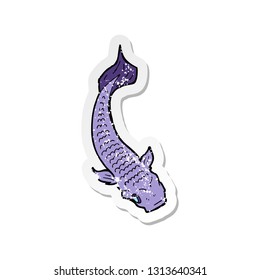 retro distressed sticker of a cartoon fish