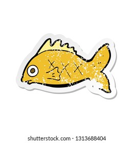 retro distressed sticker of a cartoon fish
