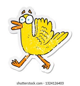 retro distressed sticker of a cartoon flapping duck