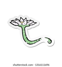 retro distressed sticker of a cartoon flower