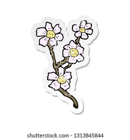 retro distressed sticker of a cartoon flowers