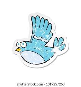 retro distressed sticker of a cartoon flying bird