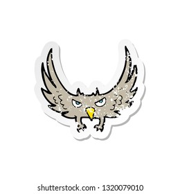 retro distressed sticker of a cartoon flying bird