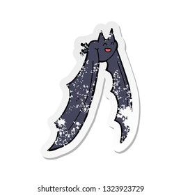 retro distressed sticker of a cartoon flying bat