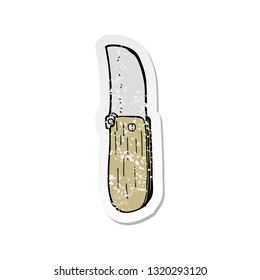 retro distressed sticker of a cartoon folding knife