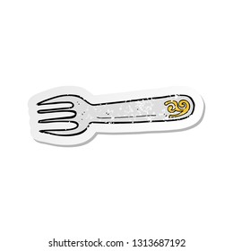 retro distressed sticker of a cartoon fork