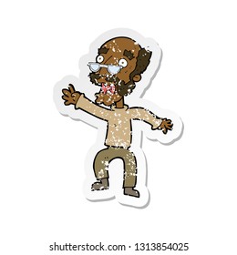 retro distressed sticker of a cartoon frightened old man