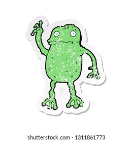 retro distressed sticker of a cartoon frog