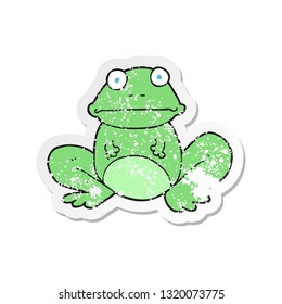 retro distressed sticker of a cartoon frog