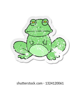 retro distressed sticker of a cartoon frog