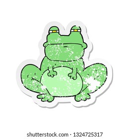 adesivo retro angustiado de um sapo de desenho animado